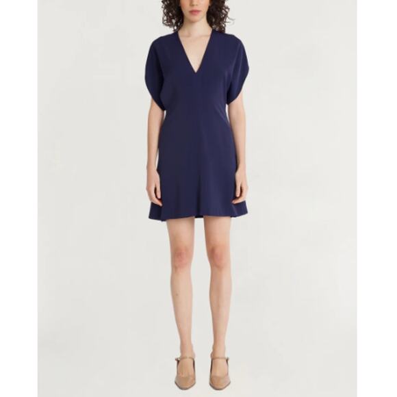 NEW LUXELY Evening Blue Short Sleeve Lush Satin Azalea Mini Dress Size 4 - Picture 1 of 11